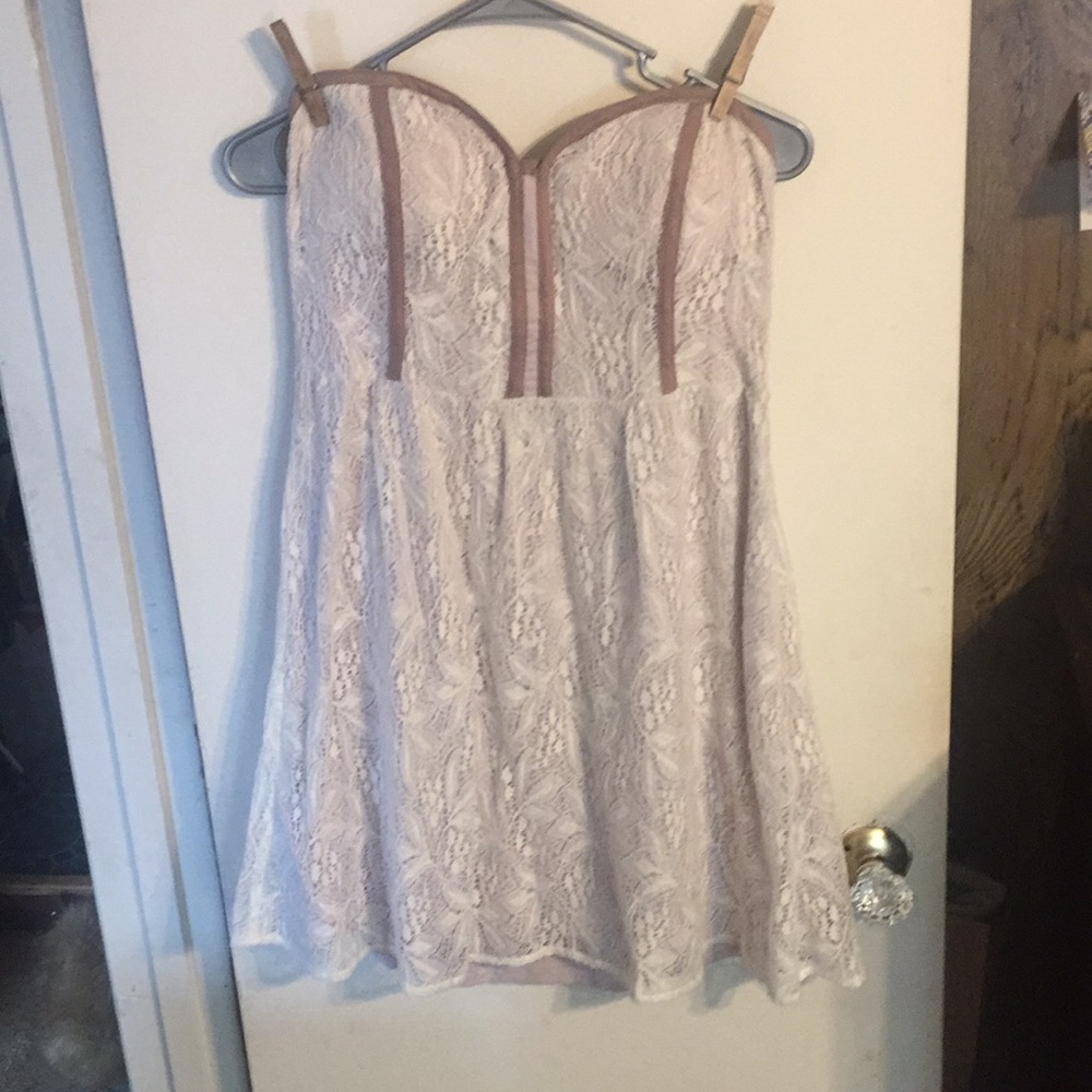 Urban Outfitters strapless lace cream dress